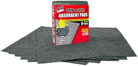 Oil Eater Drip & Spill Universal Pads - Absorbs Liquids | Soaks Oil, Grease, Coolant and Water-Based Fluids - Car, Truck, RV, Motorcycle and Tools - 6 Pack,Grey,15" x 18",AOA-BPL006-GREY