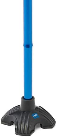 Medline Offset Folding Cane, 4-Point Base With Cushioned Gel Handle, Supports Up To 350 lbs, Blue