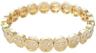 TorontoFinds Happy/Smile Rhinestone Bracelets For Men & Women | 58MM Bangle | Luxury Custom Adjustable Bracelet