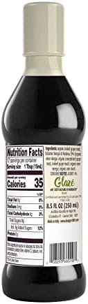 De Nigris Organic Glaze With Balsamic Vinegar Of Modena 8,5 Oz (250ml) | Balsamic Glaze with Balsamic Vinegar From Modena Italy | Organic Balsamic Vinegar Aged