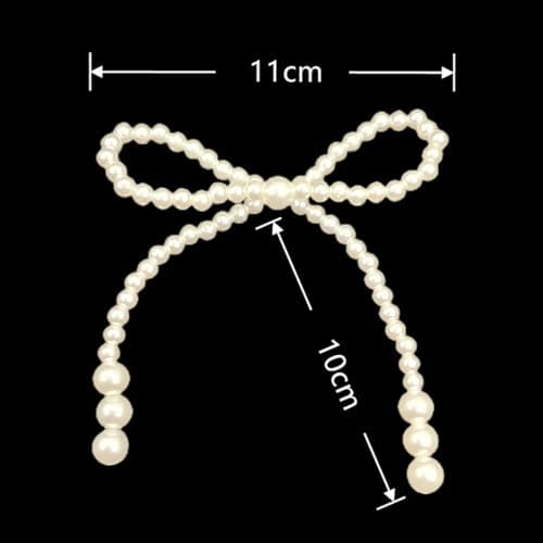 12 Pcs Faux Pearl Bow Cake Decorations Elegant Pearls Bow Knot Ornament Cupcake Toppers for Birthday Wedding Dance Ball Party Supplies DIY Accessories, White