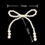 12 Pcs Faux Pearl Bow Cake Decorations Elegant Pearls Bow Knot Ornament Cupcake Toppers for Birthday Wedding Dance Ball Party Supplies DIY Accessories, White