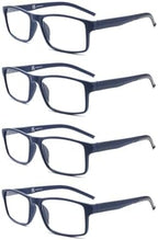 MODFANS 4 Pack Men Reading Glasses, Blue Light Blocking Glasses Computer Readers Anti Glare/Eye Strain Filter UV,Rectangular Two-Tone Unisex Lightweight Comfortable Spring Hinge Eyeglasses 1.0-Blue