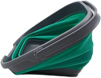 SAMMART 10L (2.6 Gallon) Collapsible Rectangular Handy Basket/Bucket (Dark Grey/Bluish-Green, 1)