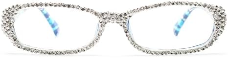 ICARA Bling Rhinestone Reading Glasses Fashion Ladies Readers Spring Hinge with Pattern Print Eyeglasses for Women