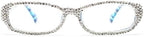 ICARA Bling Rhinestone Reading Glasses Fashion Ladies Readers Spring Hinge with Pattern Print Eyeglasses for Women