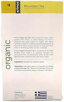 Krinos Organic Greek Mountain Tea - Premium Loose-Leaf Sideritis Herbal Tea - Imported from Greece | 2 oz