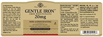 Solgar Gentle Iron, 180 Vegetable Capsules - Ideal for Sensitive Stomachs - Non-Constipating - Red Blood Cell Supplement - Non GMO, Vegan, Gluten-Free, Dairy Free, Kosher - 180 Servings