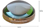 Vintage Solid Brass Desk Magnifying Glass Chart Paper Reader Weight Magnifier
