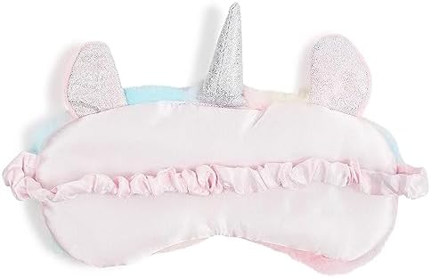 Glamlily Unicorn Sleeping Eye Mask, Satin Faux Fur Travel Eye Cover for Girls Ages 3–14, Soft Plush Unicorn Design (7.5 x 6 in), Perfect for Sleepovers, Naps & Relaxation
