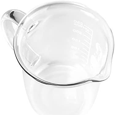 QWORK Beaker with Handle, 250ml/8.45oz, Measuring Cup, Borosilicate Glass, Beaker Mug with Pouring Spout, 2 Pack