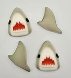 Gray Shark Head and Fin Edible Sugar Cake Toppers, 12 Count (6 Sets)