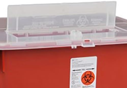 Covidien Multi-Purpose Sharps 10 Gallon Red Base Vertical Entry Lid, Qty: 1