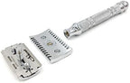 Parker Open Comb Double Edge Safety Razor – Heavyweight Chrome Handle for Closer Shaves – Includes 5 Razor Blades – Ideal for Men with Thick or Coarse Beards (24C-Chrome)