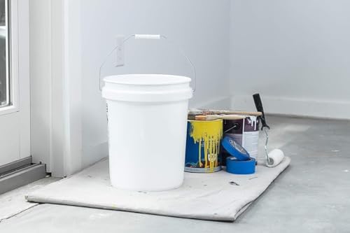 United Solutions 5-Gallon Heavy-Duty Buckets with Snap-On Lids, 6-Pack – BPA-Free, Food-Grade Plastic, Multi-Purpose Storage for Home, DIY, and Job Sites – White