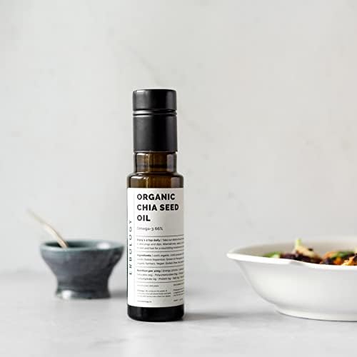 Erbology Organic Chia Seed Oil 3.4 fl oz - Cold-Pressed - Rich in Omega-3 (66%) and Vitamin E (330% RI) - No Additives or Preservatives - Sustainably Sourced - Vegan - GMO-Free