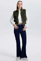 FASHIONSPARK Womens Cropped Faux Fur Vest Sleeveless Jacket Zip Up Fuzzy Sherpa Coat Shaggy Ribbed Warm Outerwear