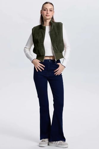 FASHIONSPARK Womens Cropped Faux Fur Vest Sleeveless Jacket Zip Up Fuzzy Sherpa Coat Shaggy Ribbed Warm Outerwear