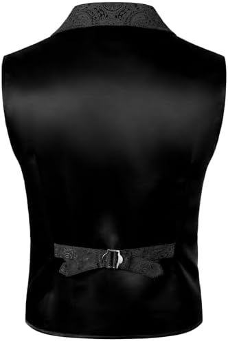 JEMITOP Men's Vintage Gothic Steampunk Victorian Suit Vest Jacquard Slim Fit Sleeveless Waistcoat