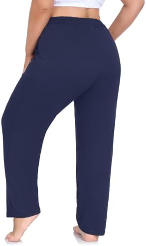 ZERDOCEAN Women's Plus Size Casual Yoga Pants Straight Leg Comfy Relaxed Joggers Lounge Pants Drawstring with Pockets