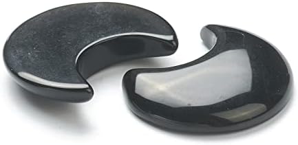 SUPERFINDINGS 10Pcs Natural Obsidian Cabochons Crescent Moon Black Gemstone Healing Crescent New Carved Stones Crystal Worry Stones for Jewelry Making Meditation Balancing Pendant Decor