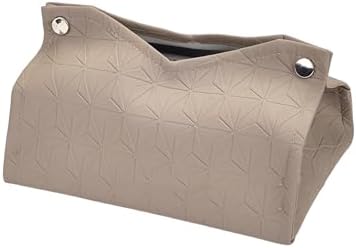 PU Leather Rectangular Tissue Box Cover, Sturdy Wipes Dispenser Organizer - Sleek Modern Napkin Holder for Home, Office, Vanity & Car Countertops (Gray)
