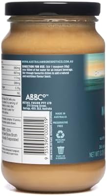ABBCo Natural Beef Bone Broth Concentrate 13.26 Floz - Made in Australia from Australian Beef Bones, Savoury Cooking Broth Base, Refrigerate After Opening
