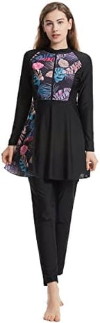 Womens Burkini Swimsuits Muslim Modest Swimwear Islamic Full Body Swimming Top Pants Hijab Long Sleeve Rash Guard