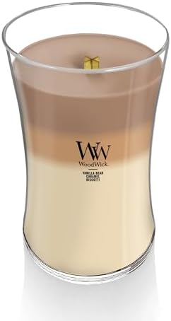 WoodWick Café Sweets Trilogy Holiday Candle Gifts for Women and Men, 21.5 oz Large Hourglass Trilogy Candle with Crackling Wick
