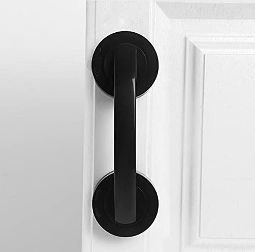 WANLIAN-Powerful Suction Cup Glass Mirror Door Handle, Refrigerator Drawer Bathroom Suction Cup wall handrail, Bathtub Shower Handle Kitchen Drawer Cabinet Handle (Black Large)