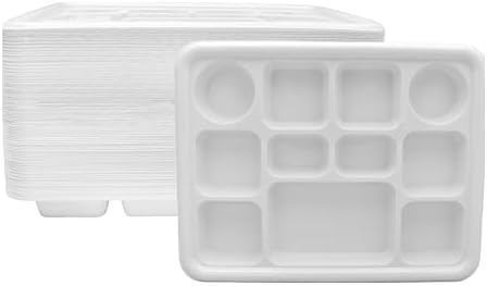 11 Compartment White Party Thali Plates (50 Pack)