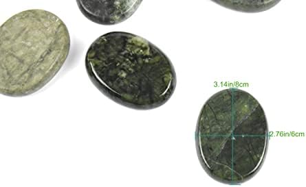 2 Pcs Green Hot Massage Stones Set Natural Jade Rock SPA Massager 3.14 x 2.36 in(6x8cm)
