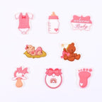 Edible Baby Shower Cake Decorations 8 Count Royal Icing Decorations Sugar Cake Toppers for Reveal Party Baking Cupcakes Ice Cream Cookies Birthday Cake