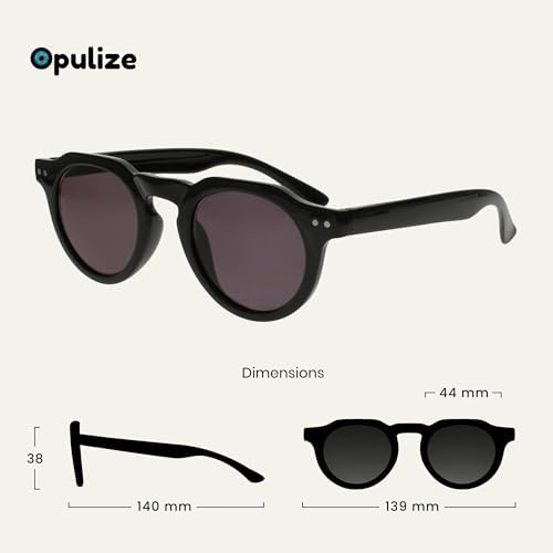 OPULIZE RIO Reading Glasses with Blue Light Blocking for Women and Men, Flat Top Frame with Spring Hinges, Computer gaming glasses, Shiny Black +0 (Pack of 1)