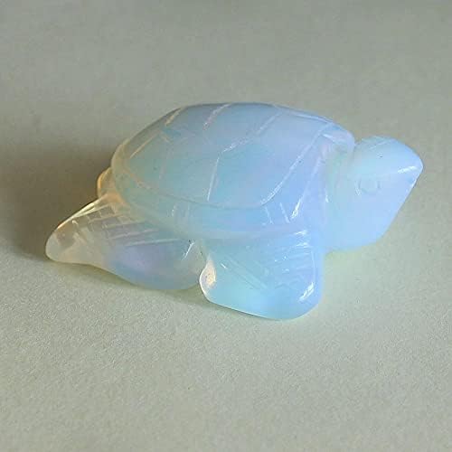 2'' Hand Carved Gemstone Crystal sea Turtle Figurine Animal Carving Statue Home Decor (White opalite)