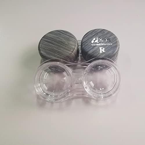 MUDOR 6 Pack Wood Grain Contact Lens Case, Contact Lens Box Holder Container Soak Storage Kit, Mini Contact Lens Travel Case with Leak-Proof Packaging,Silver Gray