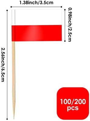 AhfuLife Poland Flag Toothpick Flags Picks, 100 Pcs Small Tiny Poland Cupcake Toppers Stick Flags Double-sided for World Cup, National Day, Birthday Party Decorations, Cake Flags