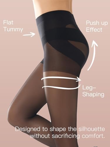 MANZI Light Shaping Tights for Women Tummy Control Pantyhose 20 Denier