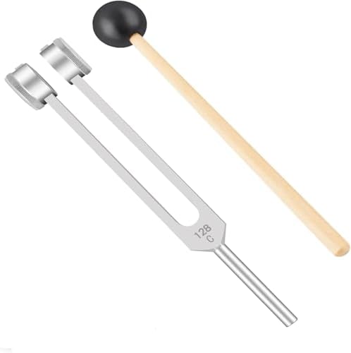 128 Hz Weighted Tuning Fork Medical-Grade Tuning Forks for Healing-Professional Tuning Fork C128 with Mallet Essential Yoga and Meditation Accessories & Sound Healing Instruments