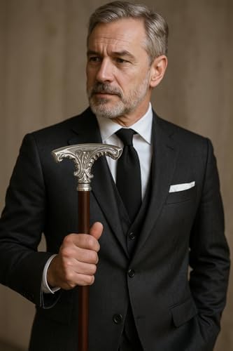Italian Walking Stick – Handcrafted Wood Cane with Full Pewter Handle – Personalized Gift for Man or Woman – Elegant, Durable, Perfect for Weddings or Christmas – Made in Italy
