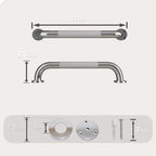 Shower Grab Bar, 12 Inch Bathroom Grab Bar Handle with Anti-Slip Knurled Grip, Stainless Steel Bath Balance Bar, Bath Safety Bar Support for Seniors Pregnant, Polished Chrome-1PCS