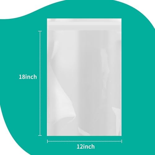 iMailer - 500 Pack - 12" x 18" Clear Cellophane Bags Self Seal- Cello Large Resealable Plastic Poly Bags for Clothing, T-Shirts, Pants