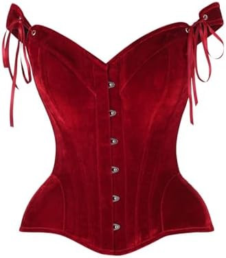 Daisy corsets Women's Daisy Corsets Top Drawer Dark Red Velvet Steel Boned Corset W/Straps