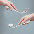 Adaptive Spoon 1 Set Adaptive Utensils for Elderly Right Handed Angled Spoons and Fork Stainless Steel Self-Feeding Curved Utensil Anti Shake Eating Silverware for Adults People