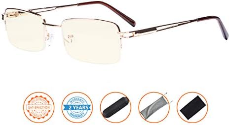 CessBlu Half-Rim Blue Light Filter Glasses Anti Screen Glare UV Rays for Men Women Reading Computer