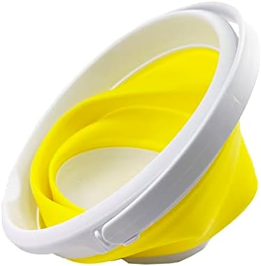 SAMMART 5.5L (1.4 Gallon) Collapsible Plastic Bucket - Foldable Round Tub - Portable Fishing Water Pail - Space Saving Outdoor Waterpot (Lemon + Baby Blue (Set of 2))