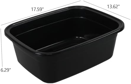 2-Pack 18 Quart Large Plastic Wash Basin, Rectangular Dish Pans, Black