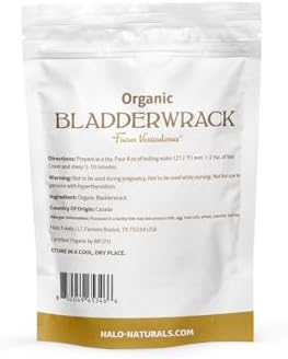 Halo Naturals Organic Bladderwrack Cut & Sifted, 4 Ounces USDA Certified | Resealable Pouch| Packaged in The USA
