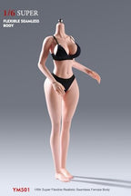 Fremego 1/6 Scale Female Body 12inch Super Flexible Seamless Female Figure Body with Detachable Feet Pale Skin Large Bust Miniature Action Figure Doll