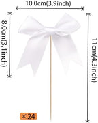 24 PCS Bow Cupcake Toppers Bowknot Cake Toppers Bow Cupcake Picks Bowknot Birthday Party Decorations Bow Cake Dessert Picks for Wedding Bridal Engagement Baby Shower Birthday Party Supplies White